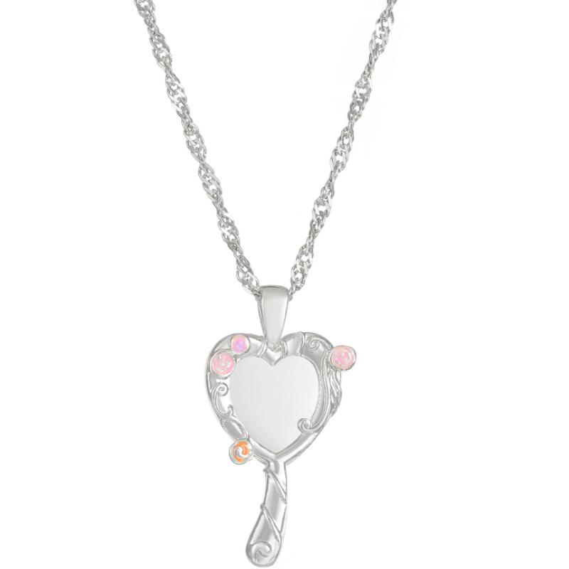 Neue Modische Herzförmige Spiegel Anhänger Halskette, Damen Süßes Temperament Feier Party Zubehör Geschenk