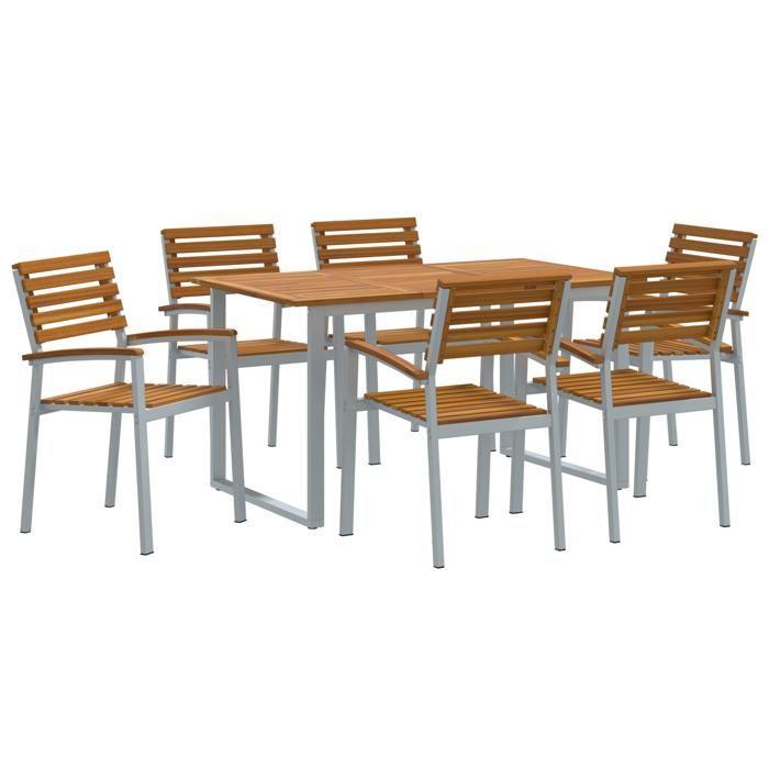 VidaXL Ensemble de salle à manger de jardin 7 pièces en bois d'acacia et métal 3284344