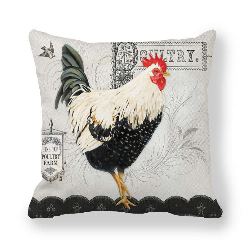 Chicken Breast Rooster Print Cushion Cover Farmhouse Home Decor Pillowcases