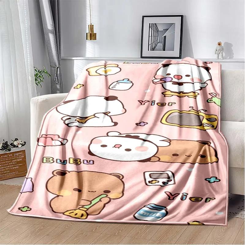 HD Cartoon Printed Bear Dad Blanket Cute Cloth Dudu Series Children's Warm Flannel Soft and Comfortable Home Bed Warm Gift