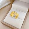 Real Gold Minimalist Chain Ring Opening Adjustable Simple Jewelry Japanese Ring Couple Ring