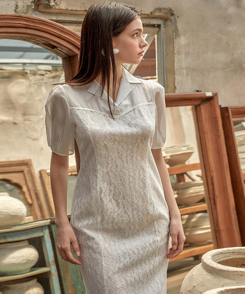 Julie And Kara 24Ss Collar 90 Secret Garden Rosie Lace Dress White