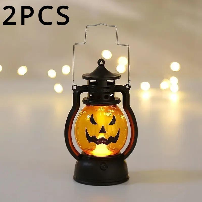 

Светодиодный фонарь с тыквой и призраком, свеча, вечерние украшения на Хэллоуин для дома, праздника, бара, реквизит, масляная лампа, детская игрушка raise one s eyebrows-2PCS