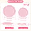 100Pcs Thickened Scalloped Paper Plate Set 7/8.8'' Decorative Scalloped Dinner Plate Disposable Dessert Plate for Wedding Party