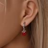Original Earrings 925 Silver Fruit Series Cherry Strawberry Hoop Earrings Ear Studs Zircon Making Jewelry for Women Girl Party