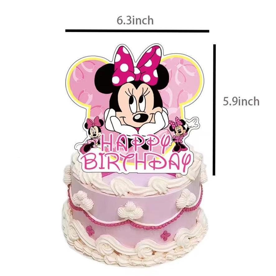 Pink Minnie Birthday Cake Topper - Cute Cartoon Decoration for Children s Party