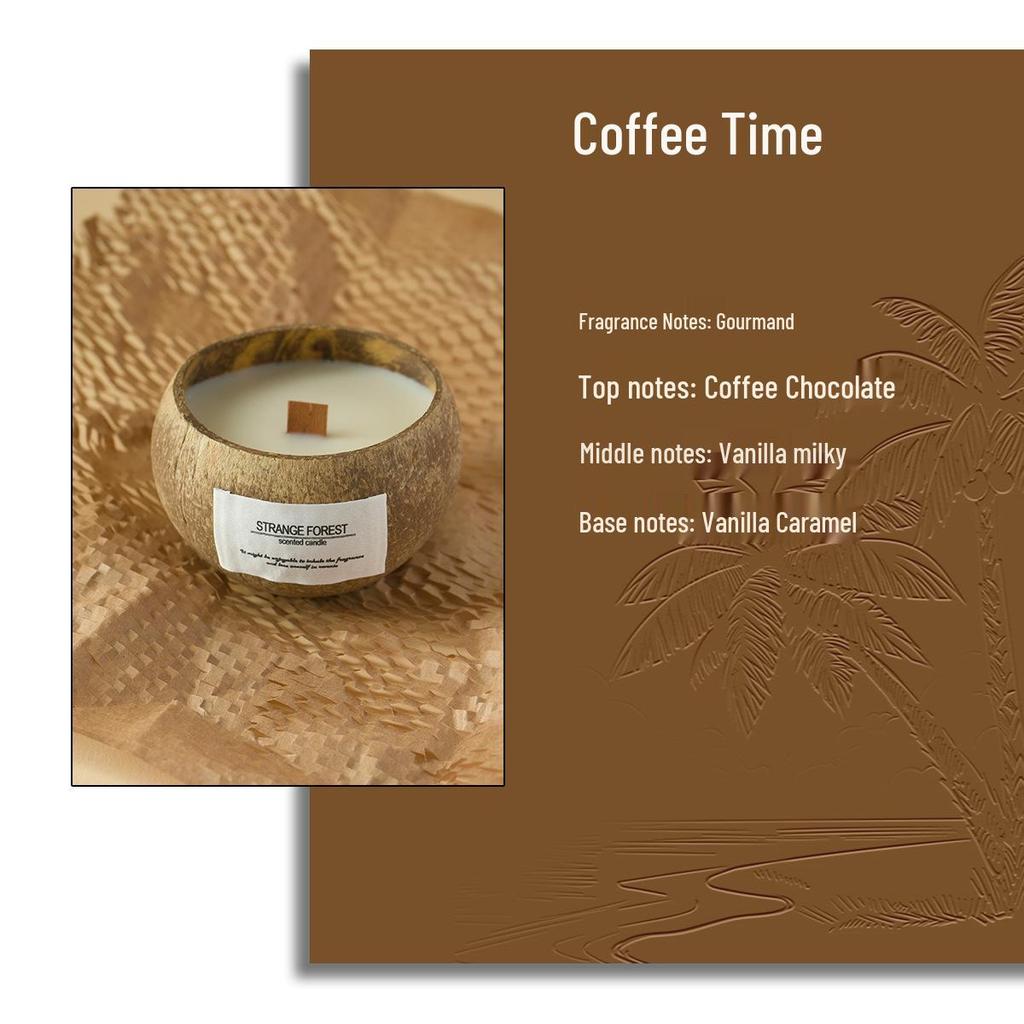Coconut Shell Aromatherapy Scented Candles - Custom Essential Oil Incense, High-End Plant Wax Fragrance for Home Use and Souvenirs.