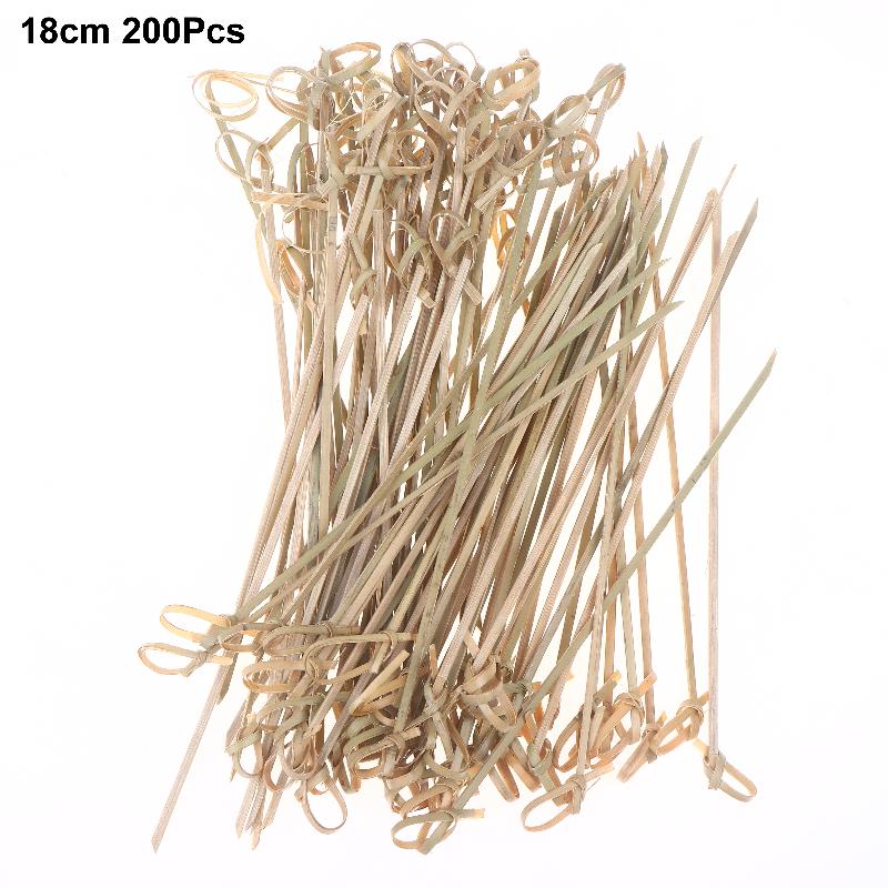 Barbeque Essentials, 100/200-Pack Bamboo Knot Skewers with Cocktail Pick Function