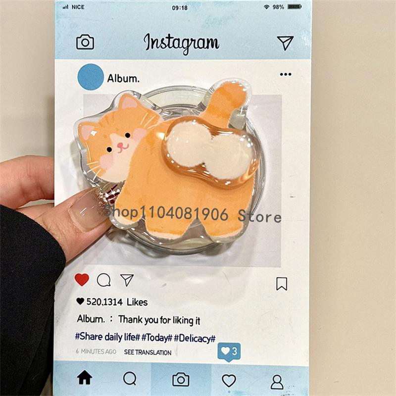 

Корейский Милый Мультяшный Вращающийся Рыжий Кот Магнитный Держатель Подставка для Телефона ГрипТок Грип Ток Поддержка для iPhone 16 Аксессуары для Magsafe