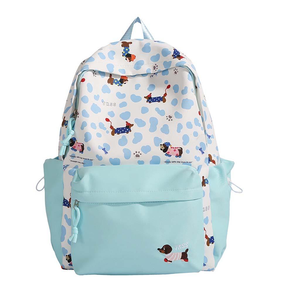 Lässige Schultasche für Studenten Kontrastfarbe Große Kapazität Rucksack Nylon Dackel Rucksack Sport