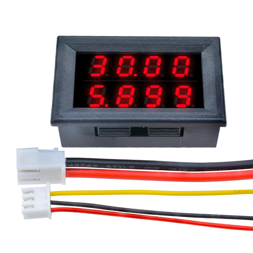 

DC 0-200V/10A 0.28 Inch Mini Digital Voltmeter Ammeter 4 Bit 5 Wires Voltage Current Meter Tester Blue Red Dual LED Display
