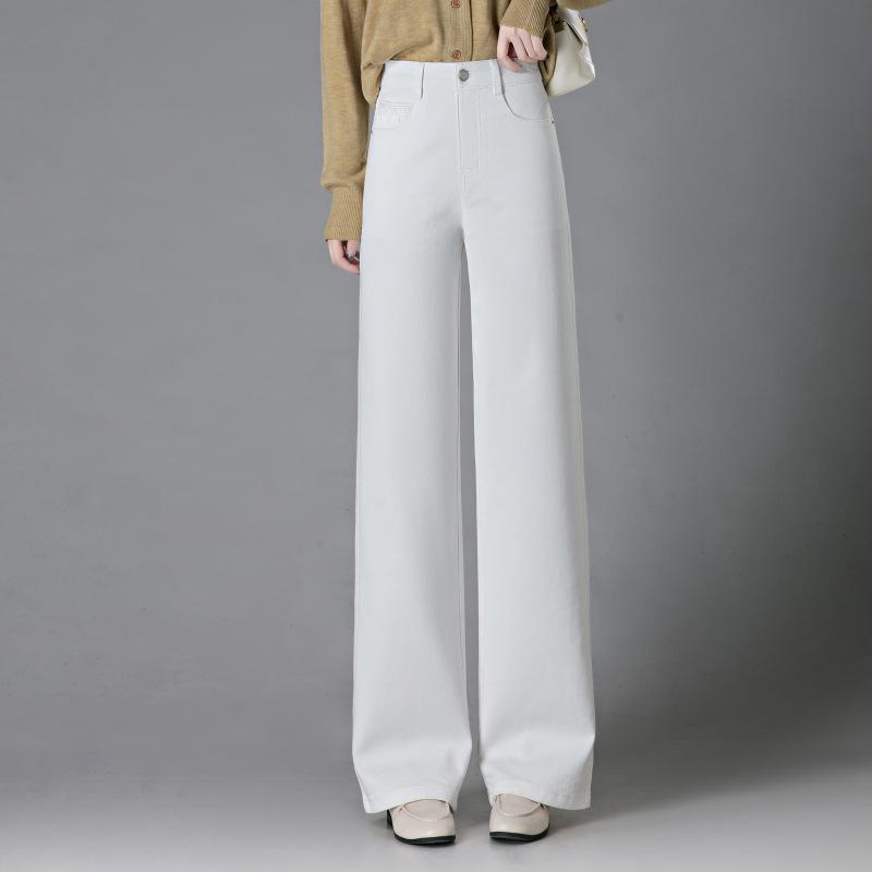 

Women s High-Waisted Soft Denim Wide-Leg Pants - Spring/Autumn 2026 Edition 27 белый