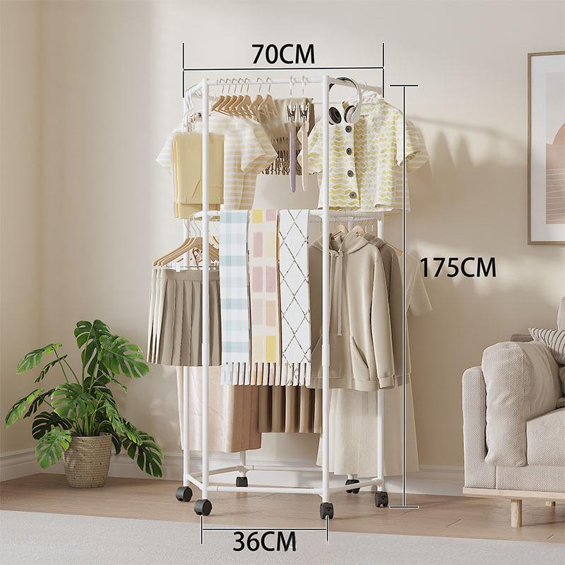 

Шестиугольная вращающаяся вешалка для одежды, напольная, сверхпрочная, вешалка для одежды, экономящая место, органайзер для общежития, прачечной, многокрючковая сушилка, железная рама Double Layer белый
