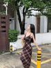 French Lattice Strap Dress: Slimming, Waist-Cinched Retro Summer Beach Dress for Pear-Shaped Women