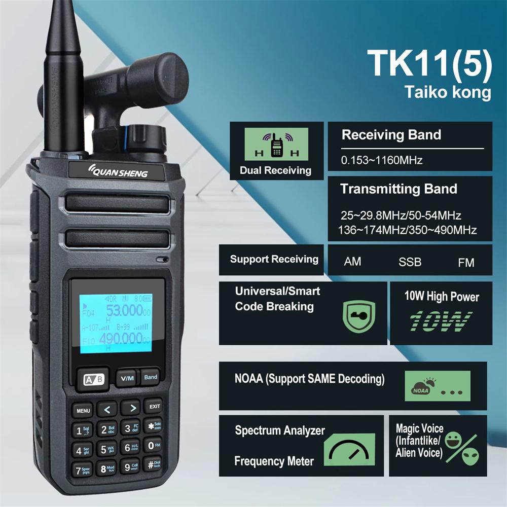 Quansheng TK11(5) 10W Dual Receiving AM FM SSB Multi Band  Walkie Talkie