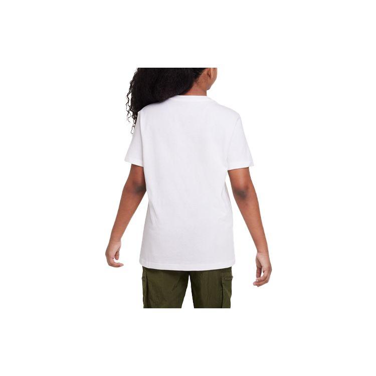 Nike Roupa Esportiva Estampa de Letra Balão Solta Casual Gola Redonda Manga Curta Camiseta Tops Infantil Branco FD0853-100