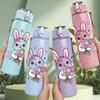 1PC Easter Bunny With Flower Basket Print 750ml Color Plastic Sports Water Bottle Leakproof Flip Straw Lid Suitable for Sports Office Home Use