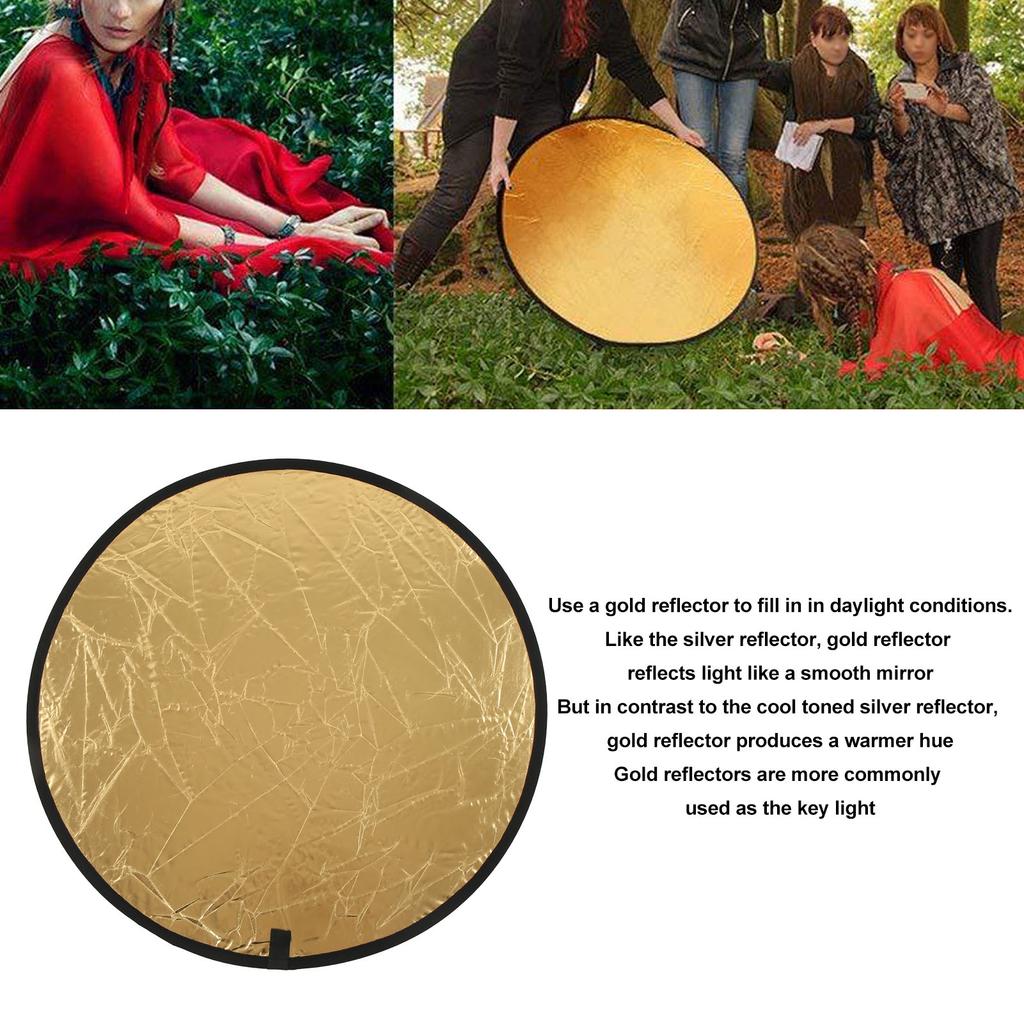 Silver Gold 2 In 1 Reflector Portable Round Light Reflector for Photography Photo Lighting