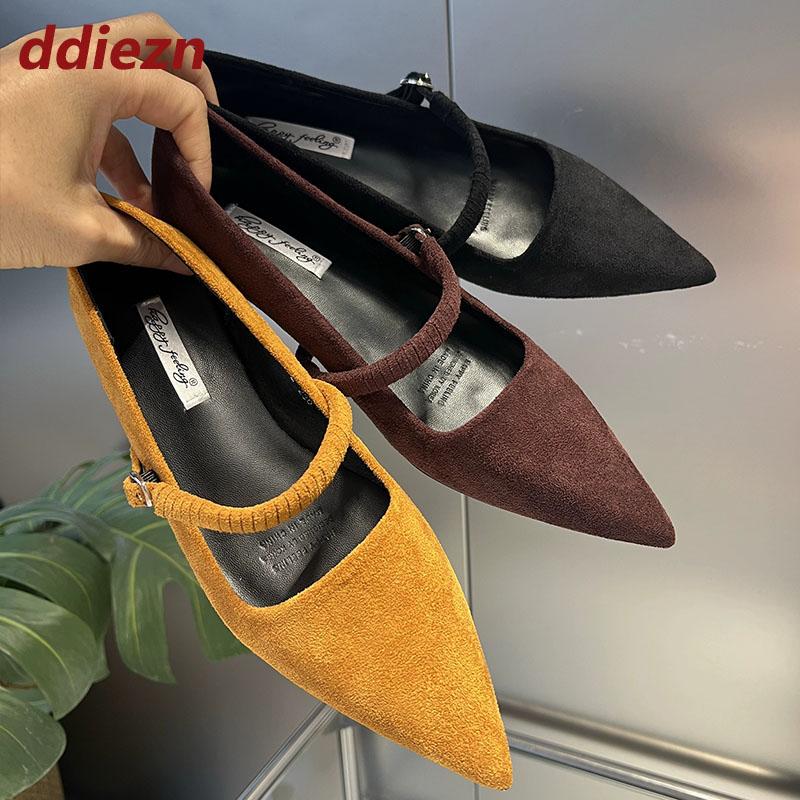Fashion Fashion Shallow Ladies Medium Heels Pumps Shoes Female Buckle Strap Footwear Flock Women Heeled Mary Janes Shoes 2025 New New