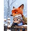 Disney 5D DIY Diamond Painting Zootopia Winter Illustration Cartoon Full Diamond Mosaic Diamond Painting Art Wall Decoration Craft Set