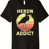 Retro Birding Heron Addict Modrá volavka Prémiové tričko
