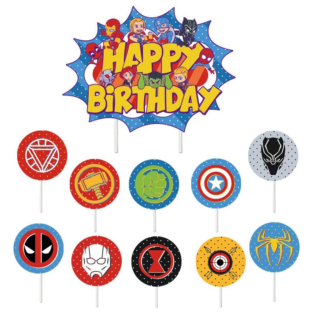 38Pcs Superhero Themed Party Supplies Avenger Birthday Party Decor for Children