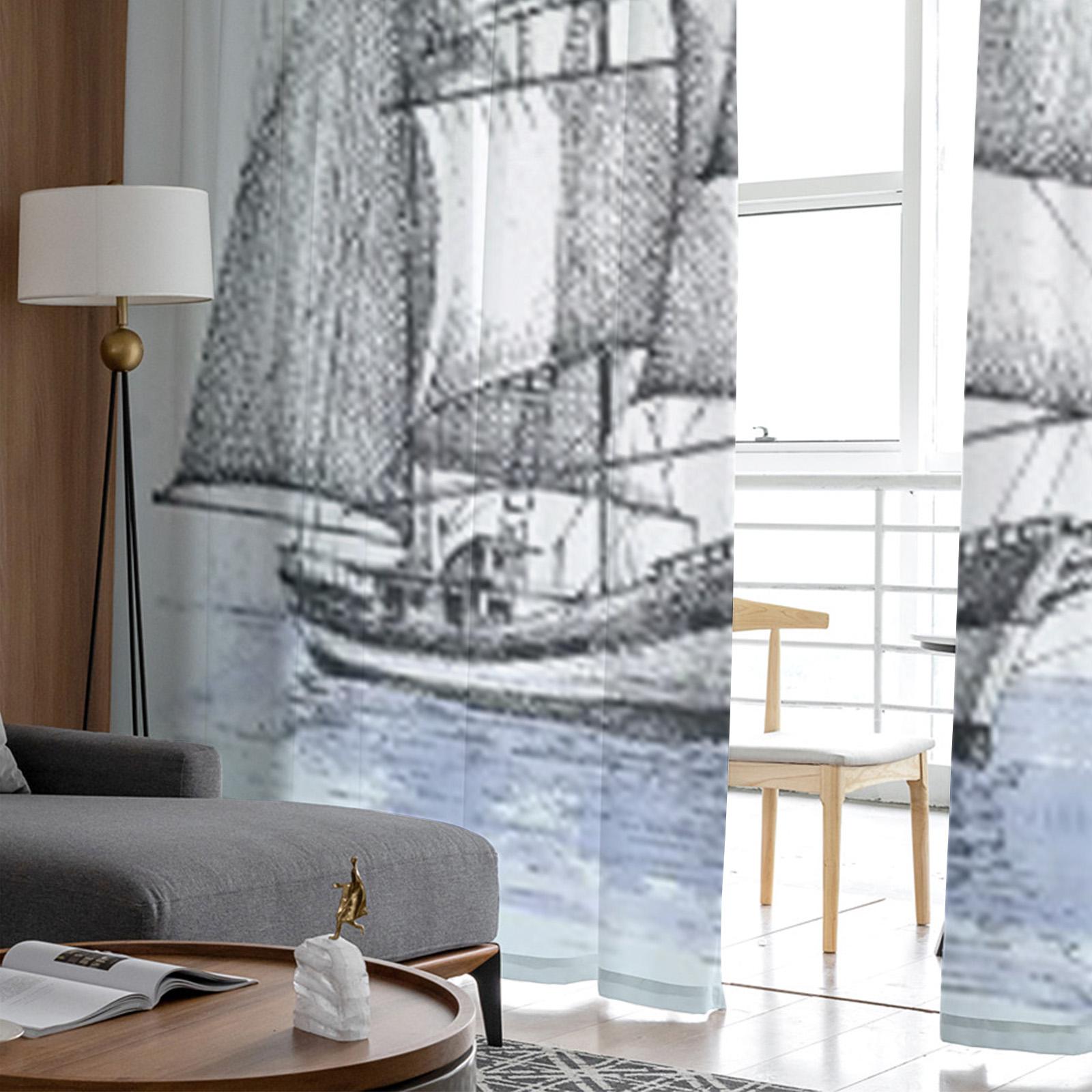 Рисунок лодки Тюль Прозрачные шторы для гостиной Украшения Шторы для комнаты Спальня — фото 4