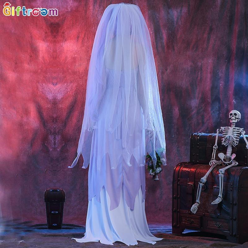 Western Themed Party Clothing Adult Large Size Women's Light Purple Lace Floor Mopping Dress Goethe Witch Dark Suit