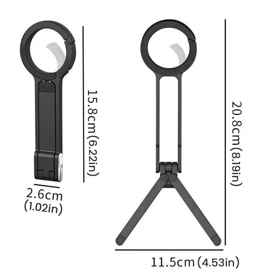 Alloy Phone Tripod Carabiner-Mounted For iPhone Portable Dual-sided Magnetic Tripod Desk Mount Phone Handle Holder Vlog Video