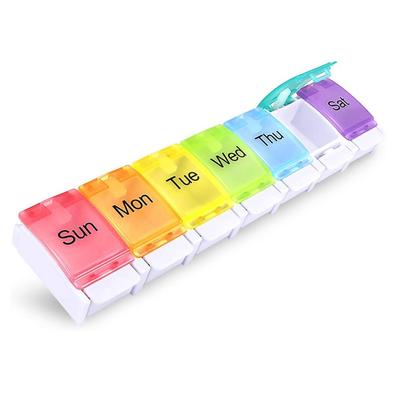 Weekly Pill Organizer for Arthritis Patients, BPA-free, Spring-open Design, with Space for Vitamins, Cod Liver Oil,