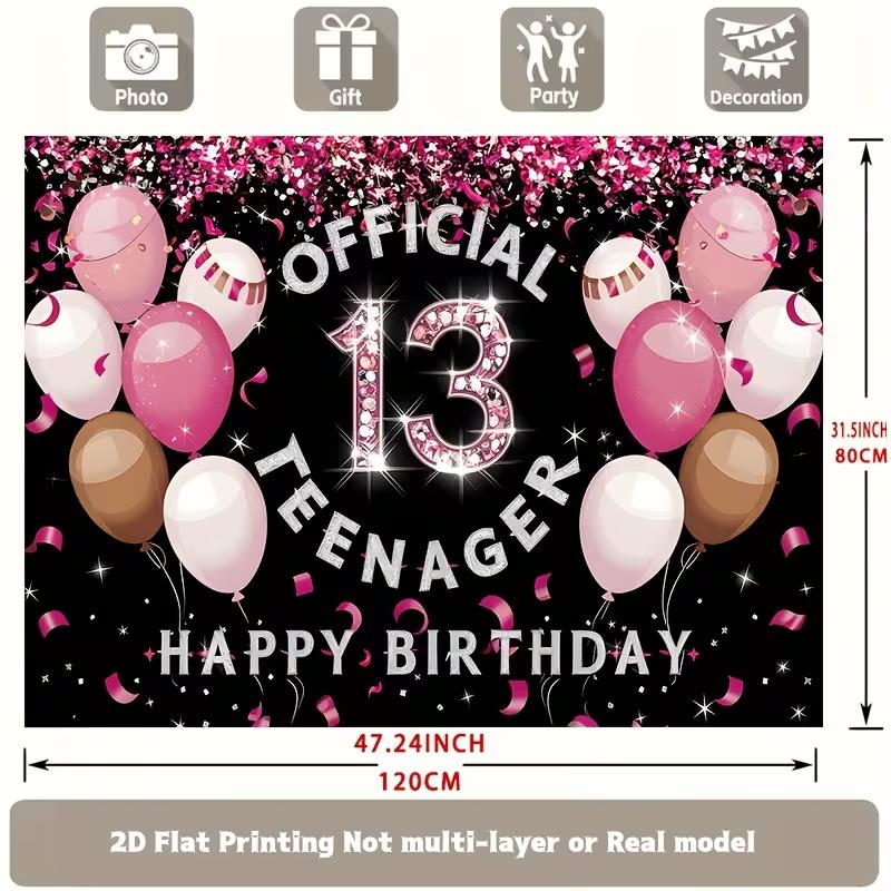 Sfondo 2D Nero per il 13° Compleanno per Ragazze Sfondo Ufficiale per Fotografia di Adolescenti