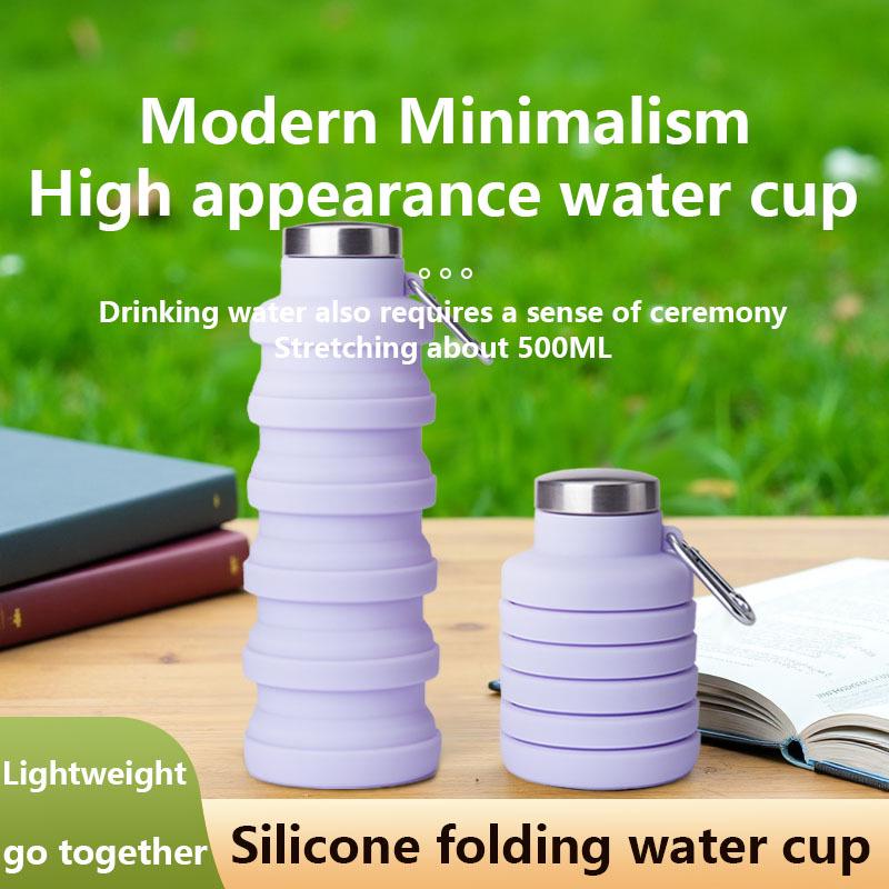 Silicone Folding Water Cup 500ml - Large Capacity Sports Outdoor Kettle