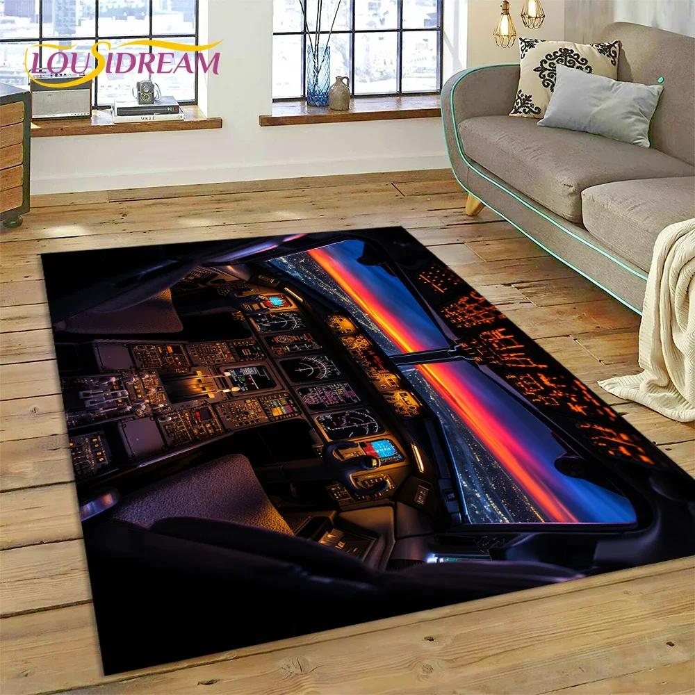 Aircraft Control Cockpit Cabin Spacecraft Dashboard Carpet Rug for Bedroom Living Room Sofa Decoration,Kid Large Decor Floor Mat