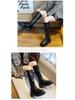 Women's Black Leather Thigh-High Lace-Up Platform Boots - Over-the-Knee, Height-Enhancing, Riding Martin Style