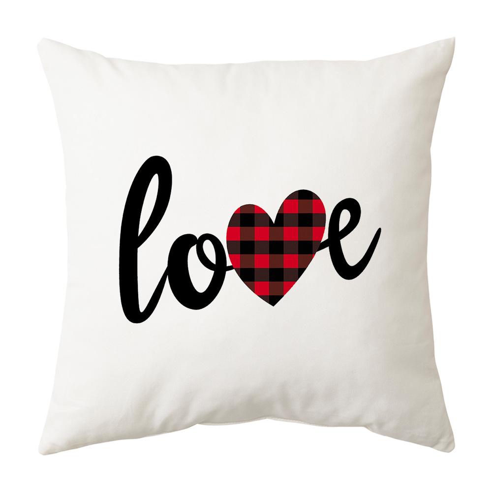 New Valentine's Day Pillow Plaid Printed Pillow Cover Home Holiday Gift Sofa Cushion Cushion Cover