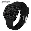 Sanda Waterproof Luminous Sports Watch: Square, Transparent Timer for Students