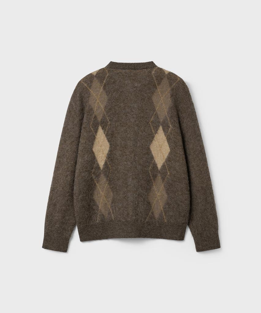 Belier Mohair Argyle Cardigan - Argyle Brown