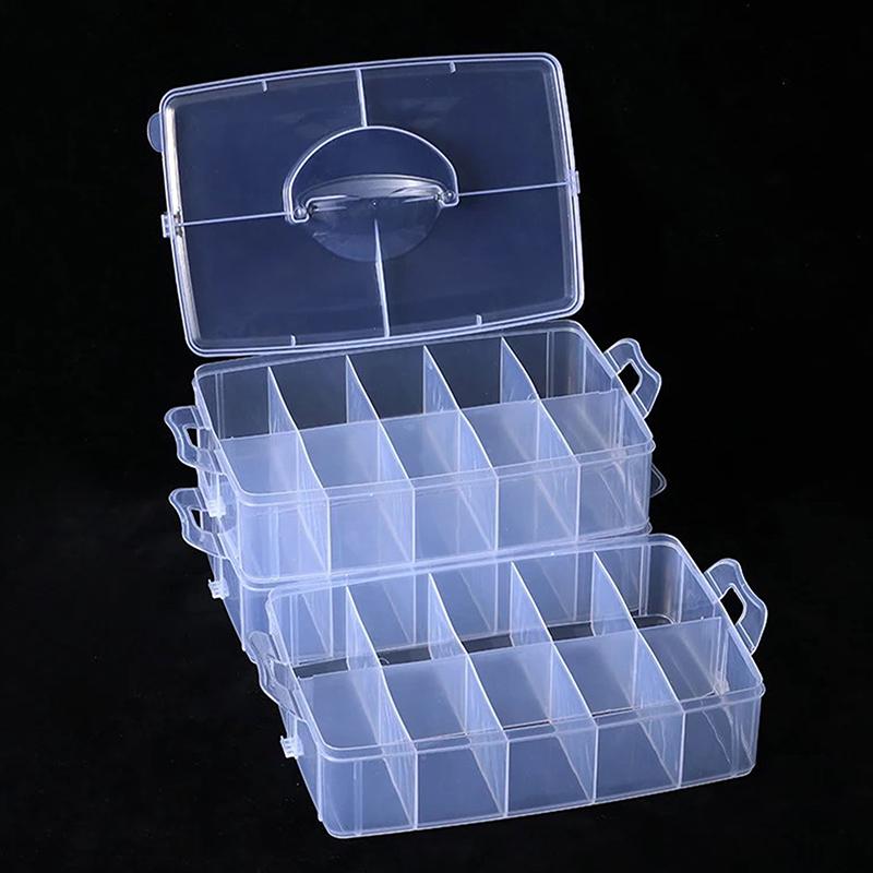 3 Tiers Transparent Plastic Makeup Organizer Jewelry Storage Box Removable Storage Case Toys Organizer Finishing Box