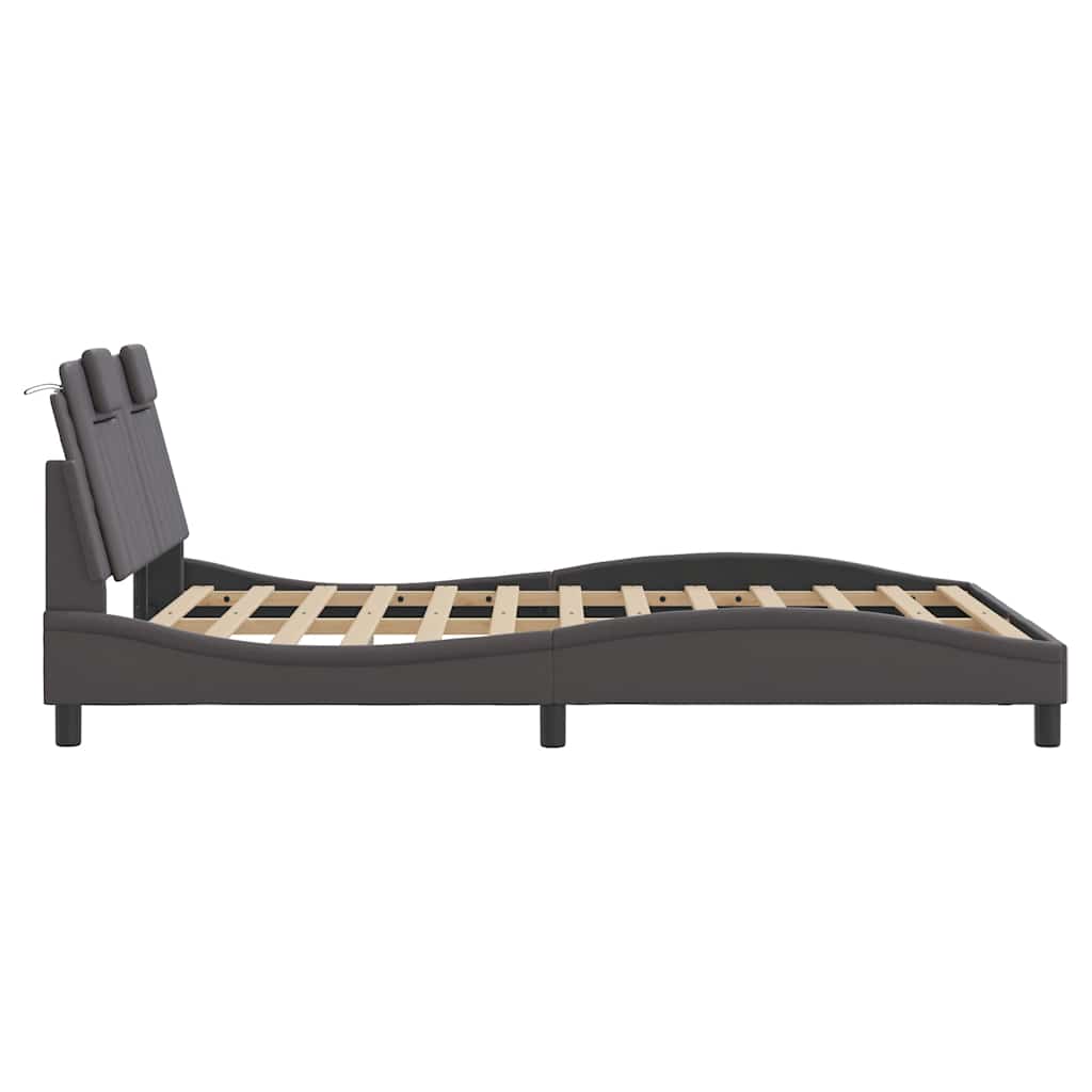 Viana Bed Frame without Mattress Gray 140x200 cm Faux Leather