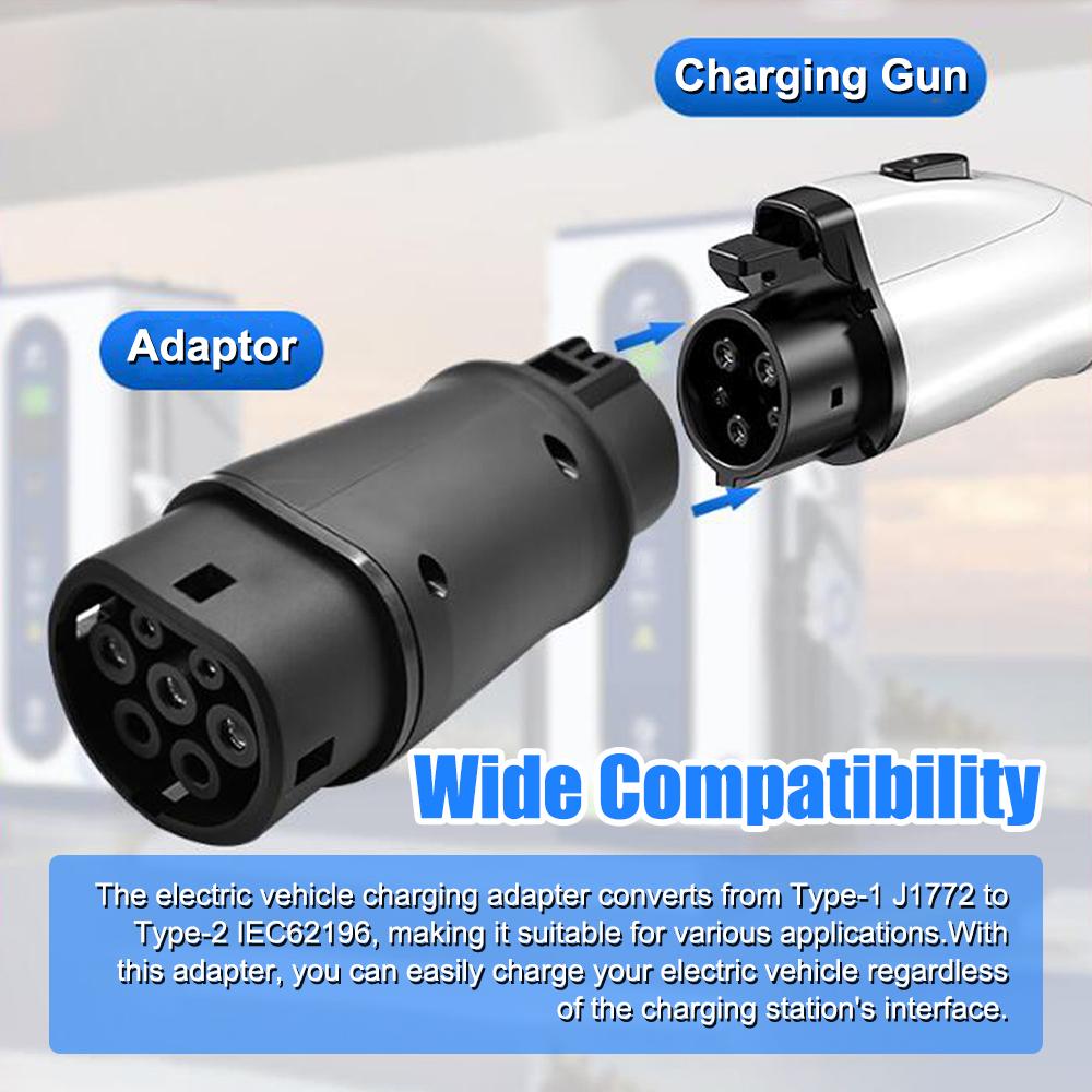 EV Chargers Connector Type 1 To Type 2 Adapter SAE J1772 To IEC62196 Electric Vehicle Charging Adapter