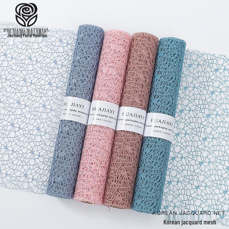 Korean Style Floral Jacquard Mesh Bag for Wrapping Fresh Flowers and DIY Gifts