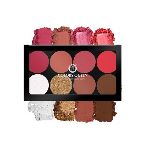Colors Queen Ultra Professional Blush Palette with Shimmer Highlighters | Highly Pigmented & Easy to Blendable Shades(Shade - 03)