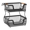 Sturdy Desktop Organizer 2/3 Layer Countertop Rack, Heavy Duty Fruit Basket Stand, 3 Tier Space Saving Carbon Steel Storage Rack for Kitchen,