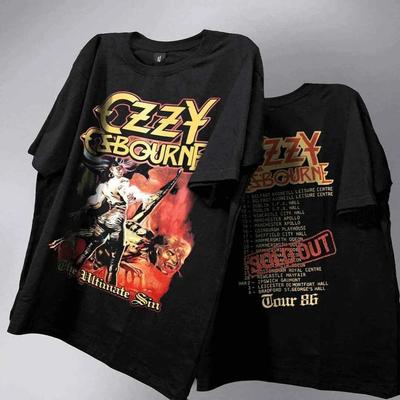 Unisexové základné čierne tričko s obojstrannou potlačou Ozzy Osbourne