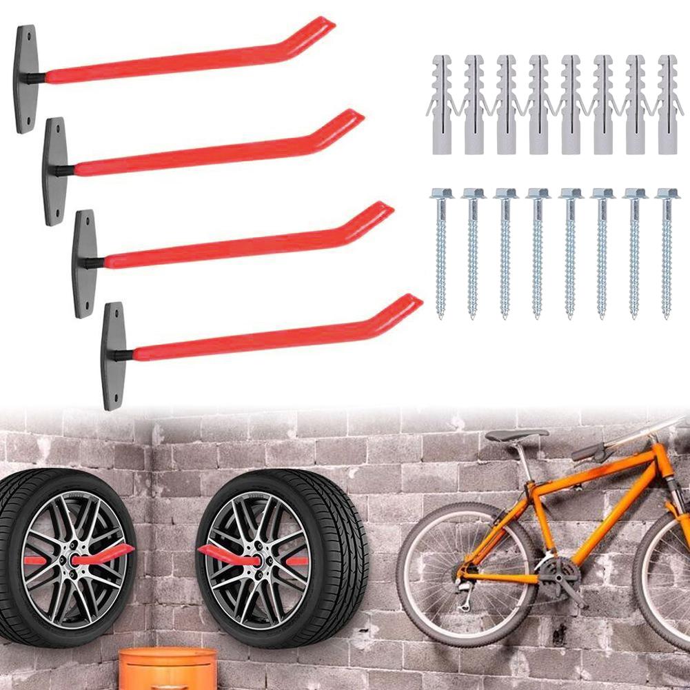 4Pcs Heavy Duty Metal Hook Non-Slip Heavy Duty Wall Hook Organizer Kitchen Organizer Wall Hanger Garage Garden Tire Ladder Tool