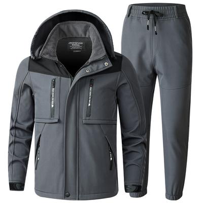 Men's Snow Thickened Sports Suit Plus Size Sports Warm Jacket + Pants Two-piece Set