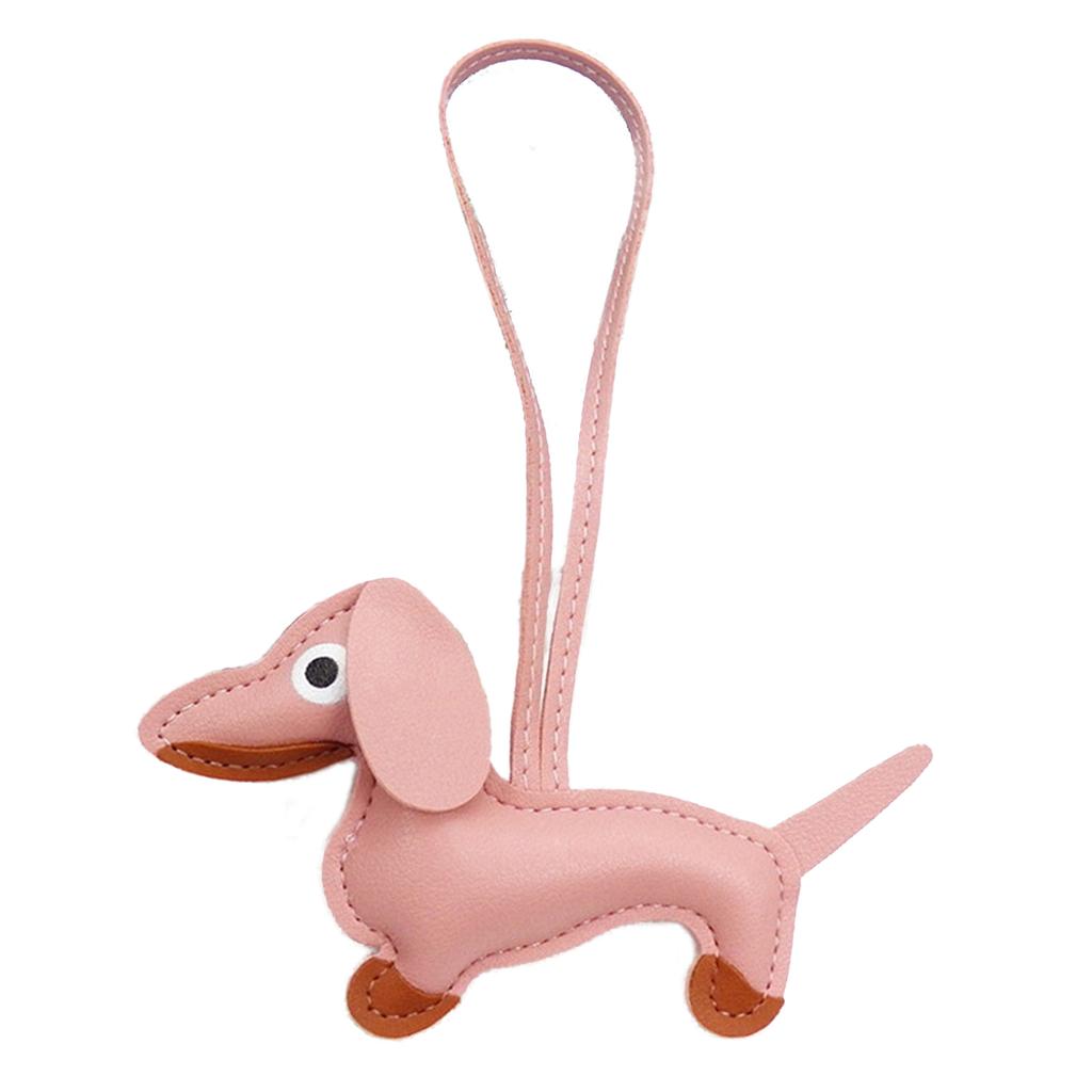 Handmade PU Leather Puppy Dog Keychain Pendant Lovely Dachshund Bag Phone Pendant Women Backpack Handbag Charm Decors