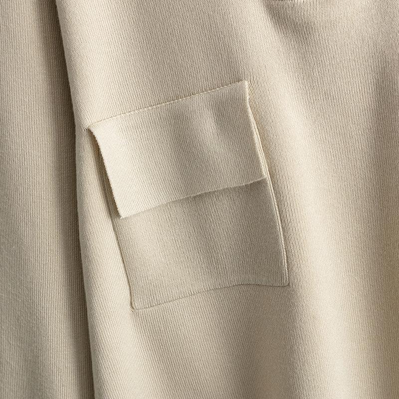 Herbst und Winter Neu Einfarbiges Revers Halber Reißverschluss Strickoberteil & Temperamentvoller Rock Mode Zweiteiler