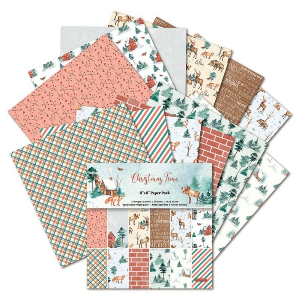 1 set Bloc de papier de scrapbooking Temps de Noël, 24 pièces Papier craft pour junk journaling, Papier cartonné origami à motifs assortis, Vintage simple face