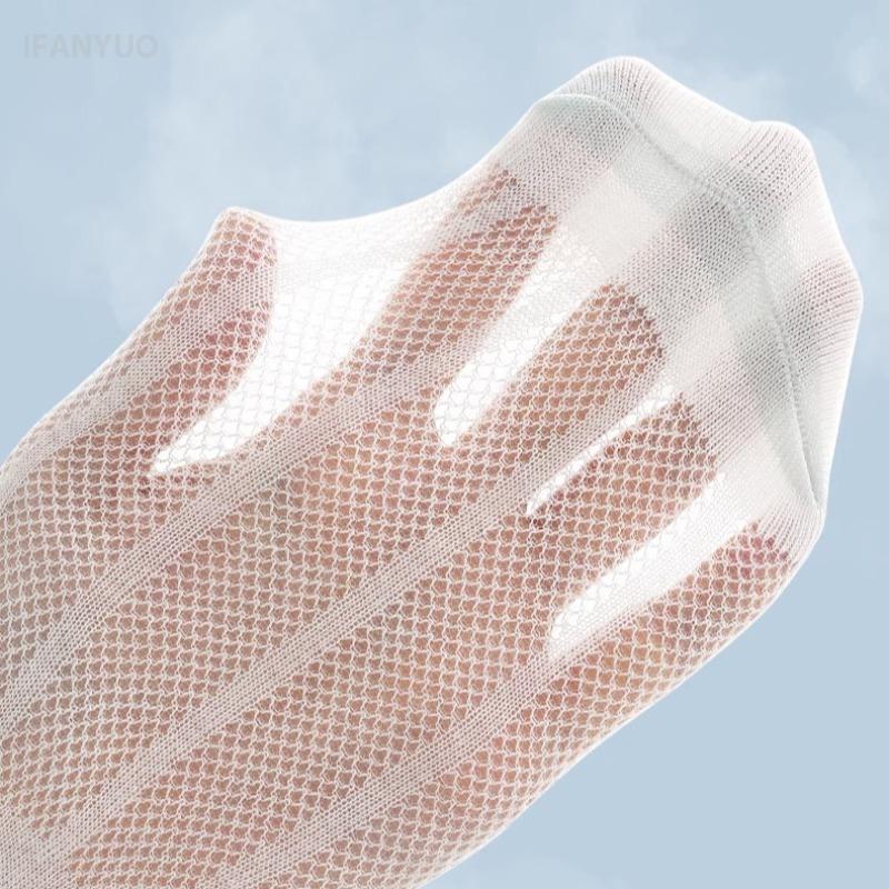 5 Pairs Kids Cotton Mesh Socks Summer Breathable Cartoon Sports Ankle Socks For Boys Girls Students Thin
